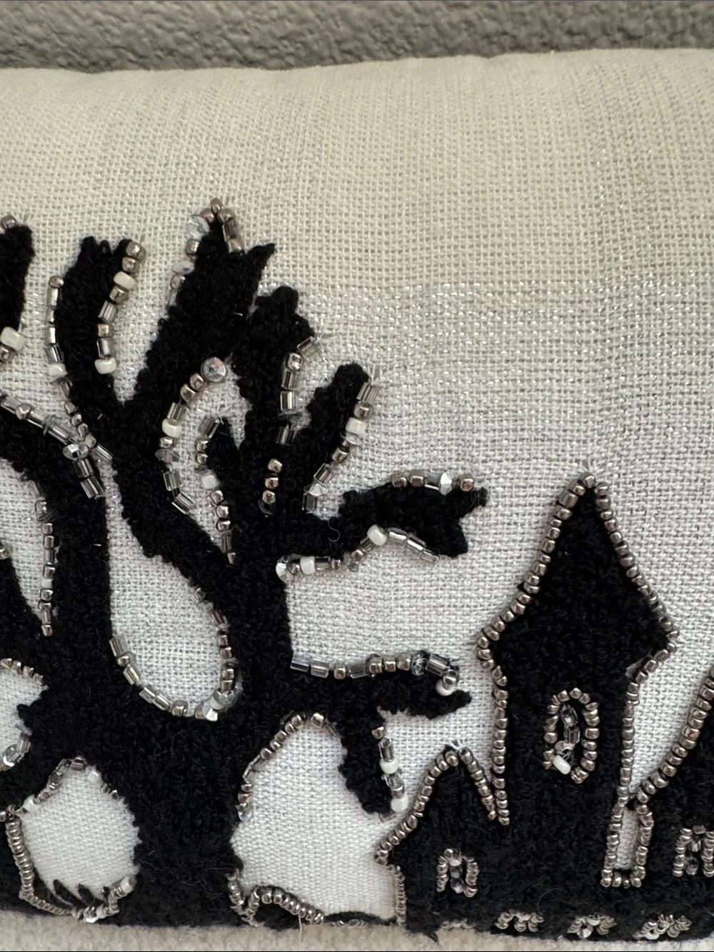 Black & White Haunted House Accent Pillow